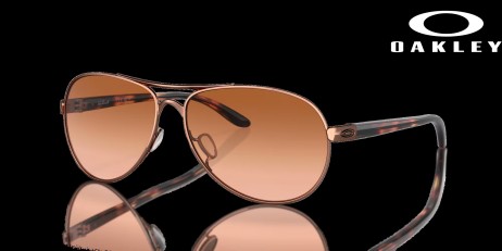 Oakley Feedback Vr50 Brown Gradient Lenses Rose Gold Frame Sunglasses