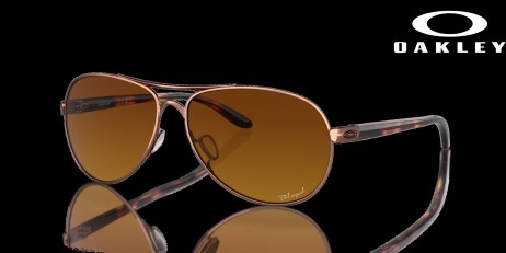 Oakley Feedback Brown Gradient Polarized Lenses Rose Gold Frame Sunglasses