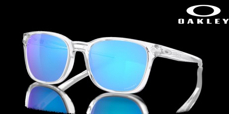 Oakley Ojector Prizm Sapphire Lenses Polished Clear Frame Sunglasses