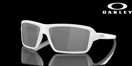 Oakley Cables Prizm Black Polarized Lenses Matte White Frame Sunglasses