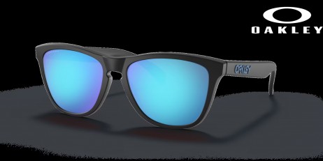 Oakley Frogskins (Low Bridge Fit) Prizm Sapphire Lenses Matte Black Frame Sunglasses