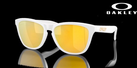 Oakley Frogskins (Low Bridge Fit) Prizm 24k Polarized Lenses Matte White Frame Sunglasses