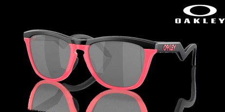 Oakley Frogskins Hybrid Prizm Black Lenses Matte Black/Neon Pink Frame Sunglasses