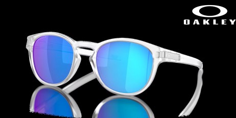 Oakley Latch (Low Bridge Fit) Prizm Sapphire Polarized Lenses Matte Clear Frame Sunglasses