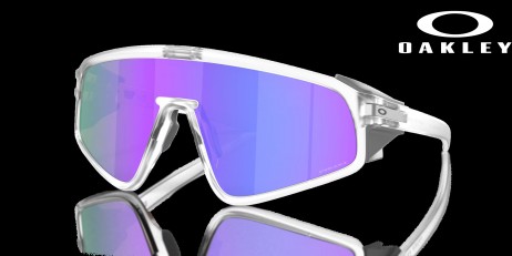 Oakley Latch Panel Prizm Violet Lenses Matte Clear Frame Sunglasses