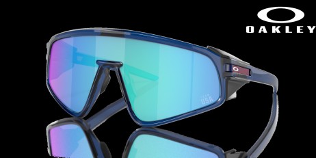Oakley Latch Panel Team USA Prizm Sapphire Lenses Transparent Blue Frame Sunglasses