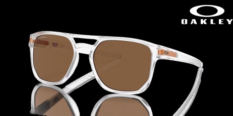 Oakley Latch Beta Introspect Collection Prizm Bronze Lenses Matte Clear Frame Sunglasses