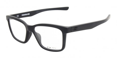 Oakley Men's Fenceline Black Frame Transparent Lens Rectangular 53mm Glasses