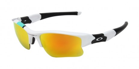Oakley Men's Flak White Frame Orange Lens Rectangular 63mm Sunglasses