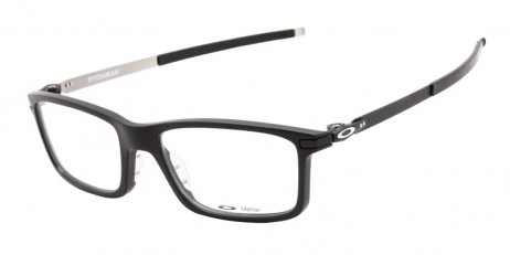 Oakley Unisex Pitchman Black Frame Transparent Lens Rectangular 55mm Glasses
