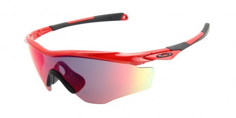 Oakley Men's M2 Frame Xl Red Frame Blue Lens Shield Sunglasses