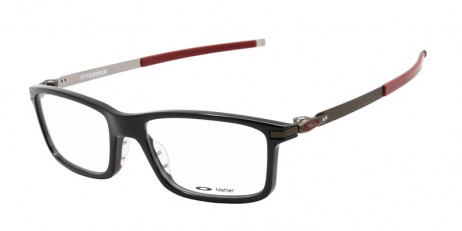 Oakley Unisex Pitchman Black Frame Transparent Lens Rectangular 55mm Glasses