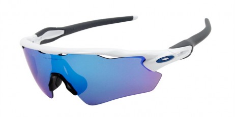 Oakley Men's Radar Ev White Frame Blue Lens Shield Sunglasses