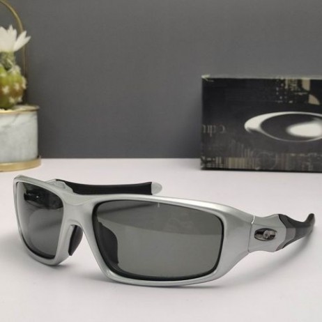 Oakley C Six Sunglasses Silver Frame Polarized Gray Lenses