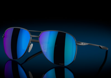 Oakley Contrail TI Sunglasses Satin Light Steel Frame Prizm Sapphire Polarized Lenses