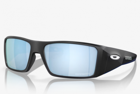 Oakley Dallas Cowboys Heliostat Sunglasses Matte Black Frame Prizm Deep Water Polarized Lenses