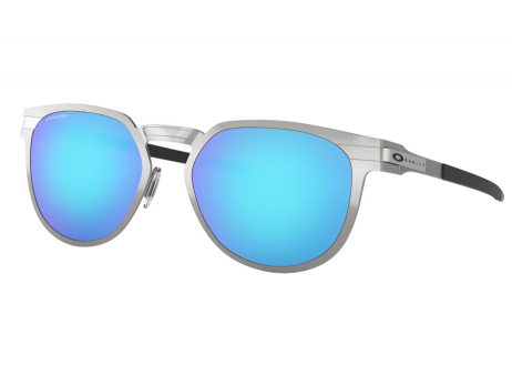 Oakley Diecutter Rectangular Sunglasses Satin Chrome Frame Prizm Sapphire Lenses