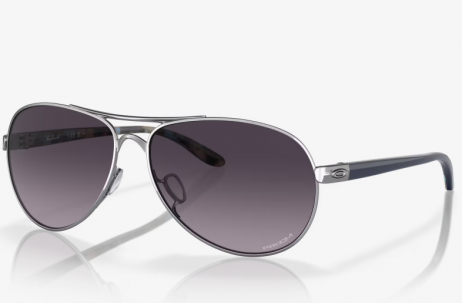 Oakley Feedback Sunglasses Polished Chrome Frame Prizm Grey Gradient Lenses