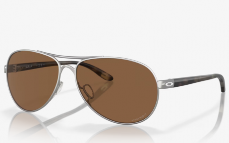 Oakley Feedback Sunglasses Satin Chrome Frame Prizm Bronze Lenses