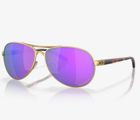 Oakley Feedback Sunglasses Satin Gold Frame Prizm Violet Polarized Lenses