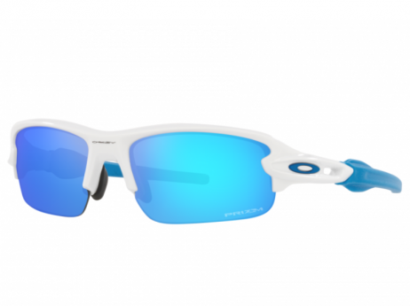 Oakley Flak Sunglasses Polished White Frame Prizm Sapphire Lenses