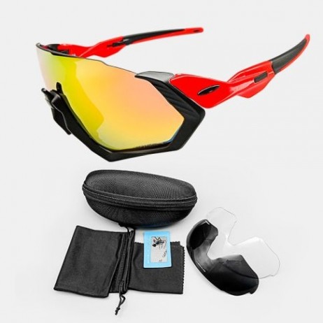 Oakley Flight Jacket Sunglasses OO9401 Black Red Frame Prizm Ruby Lens
