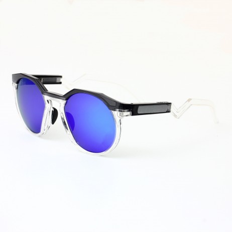Oakley HSTN Sunglasses Black Clear Frame Prizm Deep Blue Lenses