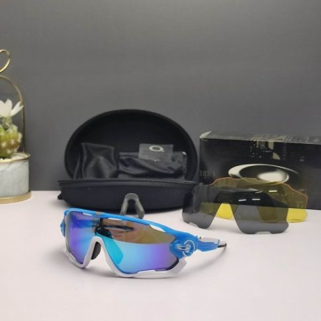 Oakley Jawbreaker Sunglasses Blue White Frame Prizm Sapphire Lenses