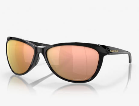 Oakley Pasque Sunglasses Polished Black Frame Prizm Rose Gold Polarized Lenses
