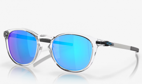 Oakley Pitchman Sunglasses Polished Clear Frame Prizm Sapphire Lenses