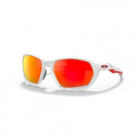 Oakley Plazma Low Bridge Fit Sunglasses White Frame Prizm Ruby Lens