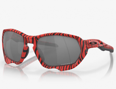 Oakley Plazma Sunglasses Red Tiger Frame Prizm Black Lenses