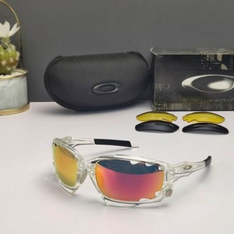 Oakley Racing Jacket Sunglasses Crystal Clear Frame Prizm Ruby Lenses