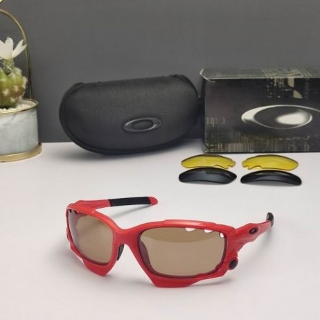 Oakley Racing Jacket Sunglasses Red Frame Prizm Tan Lenses