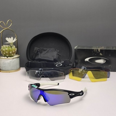 Oakley Radar Path Sunglasses Black White Frame Deep Blue Lenses