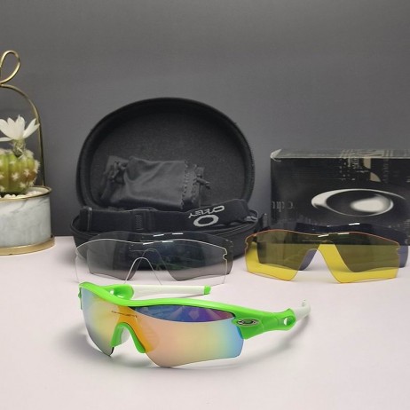 Oakley Radar Path Sunglasses Light Green White Frame Galaxy Ruby Lenses