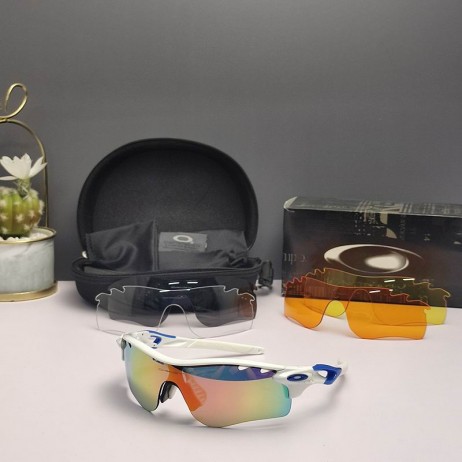 Oakley RadarLock Path Sunglasses White Blue Frame Polarized Galaxy Ruby Lenses