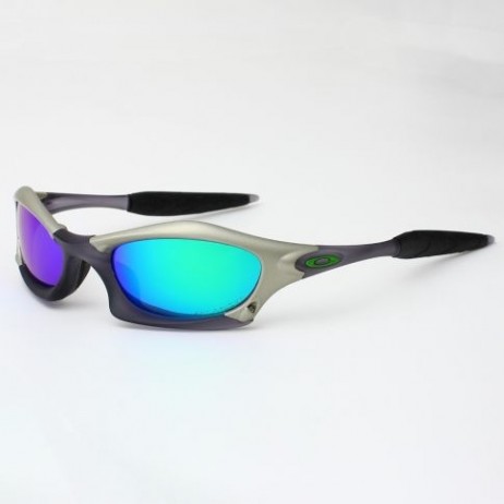 Oakley Splice Sunglasses Matte Black Gunmetal Frame Polarized Blue Lenses