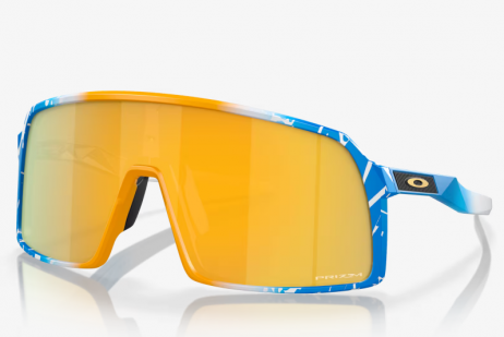 Oakley Sutro Sunglasses Blue Yellow White Splatter Frame Prizm 24k Lenses