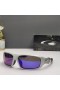 Oakley C Six Sunglasses Silver Frame Polarized Deep Blue Lenses