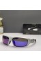 Oakley C Six Sunglasses Silver Frame Polarized Deep Blue Lenses