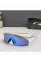 Oakley Razor Blades Sunglasses White Frame Deep Blue Lenses