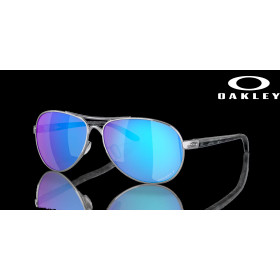 Oakley Feedback Prizm Sapphire Polarized Lenses Polished Chrome Frame Sunglasses