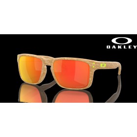 Oakley Holbrook Coalesce Collection Prizm Ruby Polarized Lenses Matte Stone Desert Tan Frame Sunglasses