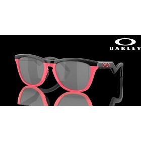Oakley Frogskins Hybrid Prizm Black Lenses Matte Black/Neon Pink Frame Sunglasses