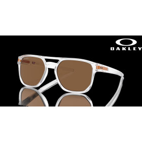 Oakley Latch Beta Introspect Collection Prizm Bronze Lenses Matte Clear Frame Sunglasses