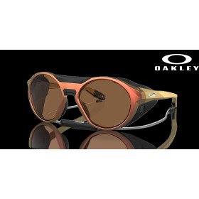 Oakley Clifden Coalesce Collection Prizm Bronze Lenses Matte Red Gold Colorshift Frame Sunglasses