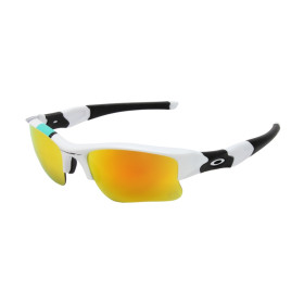 Oakley Men's Flak White Frame Orange Lens Rectangular 63mm Sunglasses