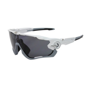 Oakley Men's Jaw Breaker White Frame Gray Lens Shield Sunglasses