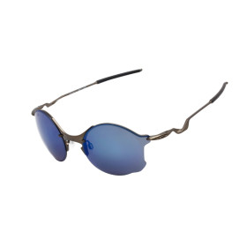 Oakley Unisex Tailend Gray Frame Blue Lens Round 56mm Sunglasses